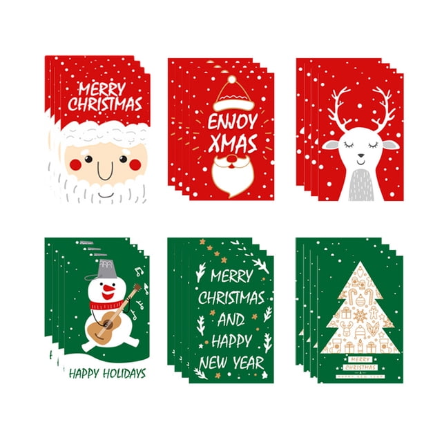 Serie de 24 tarjetas navideñas, juego de tarjetas de felicitación navideñas con pegatinas de sobre