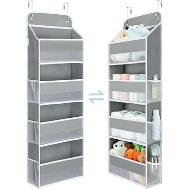Yecaye Over the Door Organizer, 1 Pack 4-Tier Hanging Storage Nursery Shelves Baby Organizers, Gray