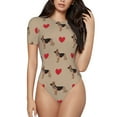 thumbnail image 1 of Saiise Motif Chien Berger Allemand Combinaison à Manches Courtes pour Femmes Col Rond Pyjama Justaucorps Extensible avec Fermeture à Pression-TG, 1 of 7