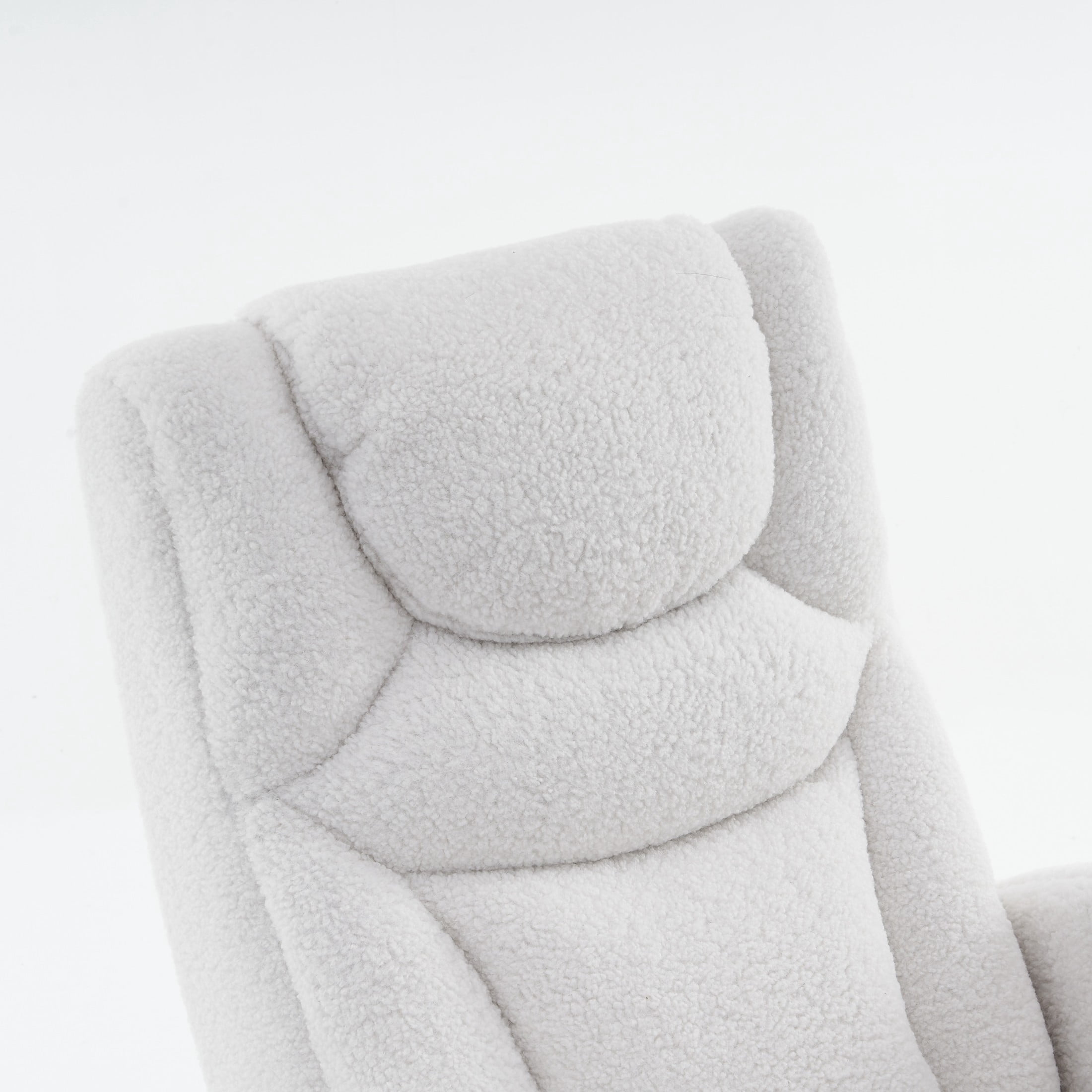Noble House Caldren Upholstered Glider Rocking Chair, Reclining Nursery Armchair with Adjustable Footrest, Ivory