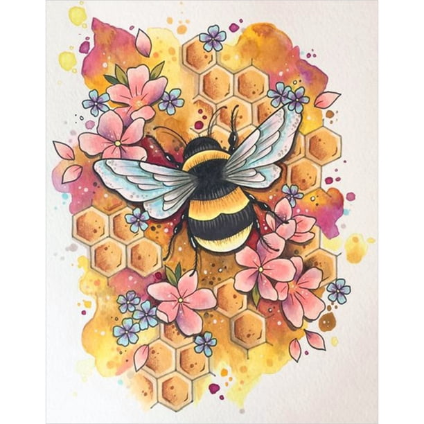 Taladro diamante pintura (DB5929) 5D DIY completo abeja punto de cruz bordado mosaico Kit 50x70cm FLhrweasw Nuevo