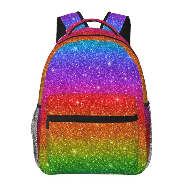 Easygdp Rainbow Glitter Mochila Ergonómica Versátil para Laptop - Múltiples Bolsillos, Correas Ajustables, Unisex para Escuela, Viajes y Actividades al Aire Libre-One Size