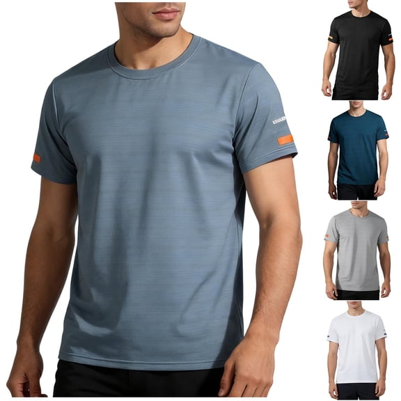 Workout Shirts for Men Cool Dry Gym Shirts Quick Dry Athletic Short Sleeve T-Shirt Moisture Wicking Big and Tall Size M-5XL White