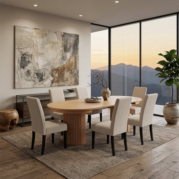 Cedarra Upholstered  Dining Chair with High Back（set of 2）,Beige Dining Chair