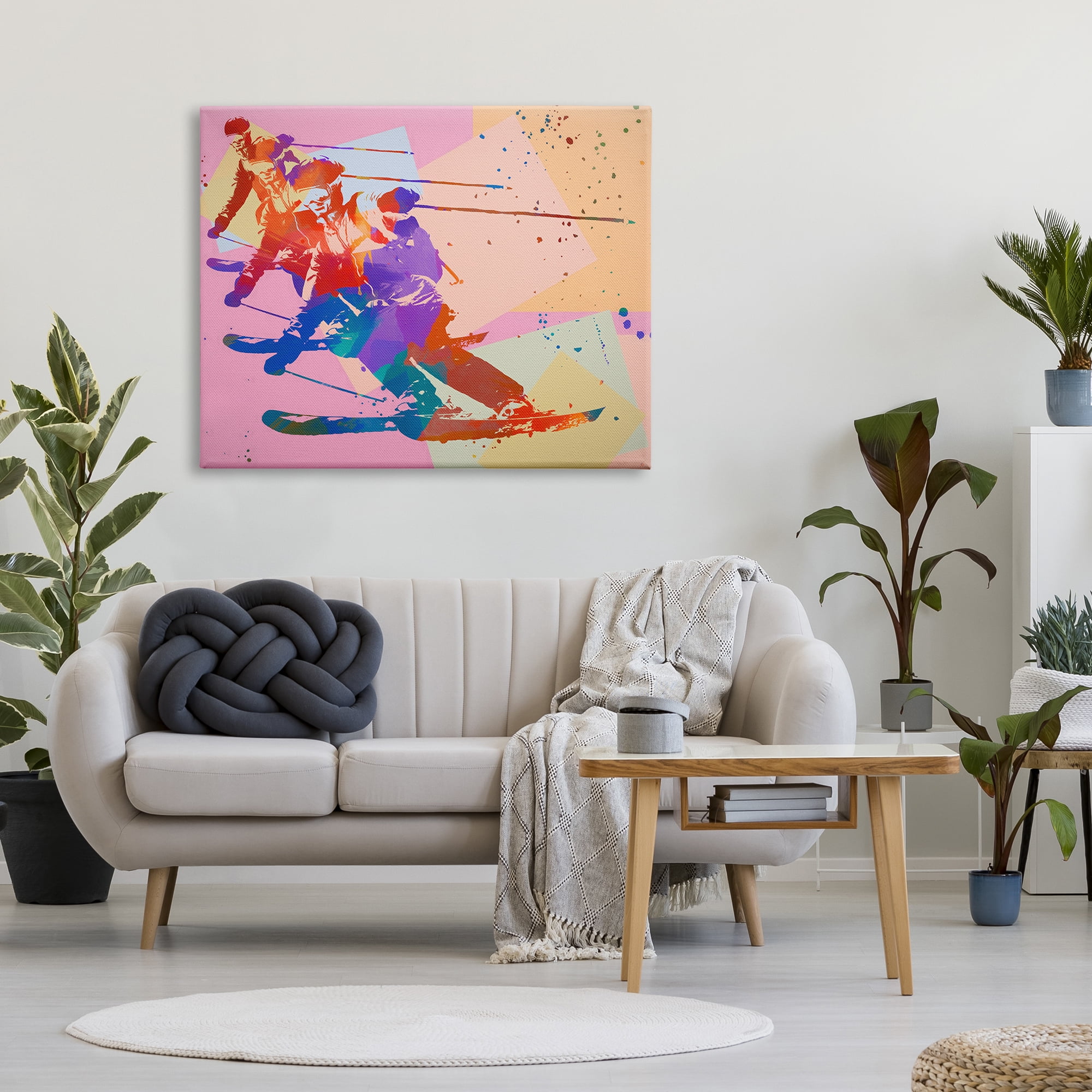 Stupell Industries Pop Style Winter Skiing Sports Painting Gallery Wrapped Canvas Art Print Wall Art, 48 x 36