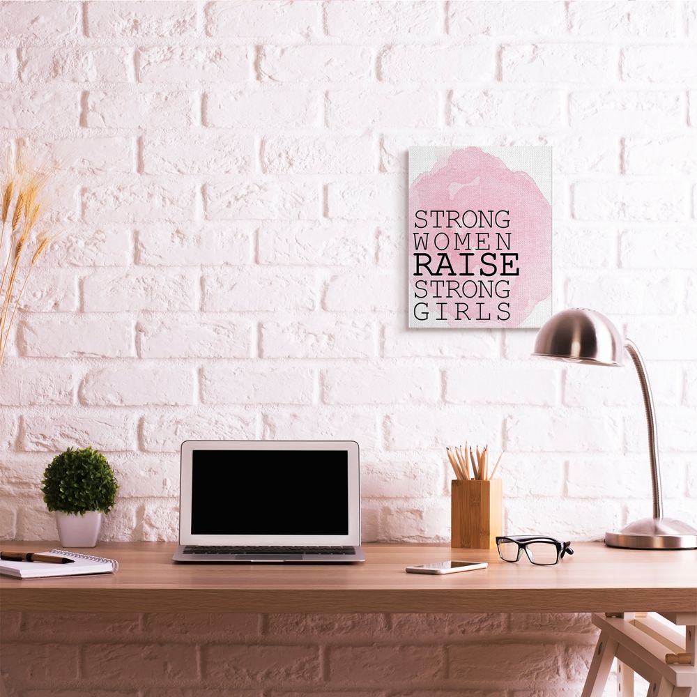 Stupell Industries Strong Women Raise Strong Girls Quote Pink White Designed by Kim Allen