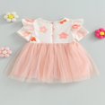 thumbnail image 4 of AMERTEER Bébé Filles Tulle Robe Manches Courtes Col Rond Imprimé Floral Robe d'Été Enfants Princesse Robe, 4 of 7