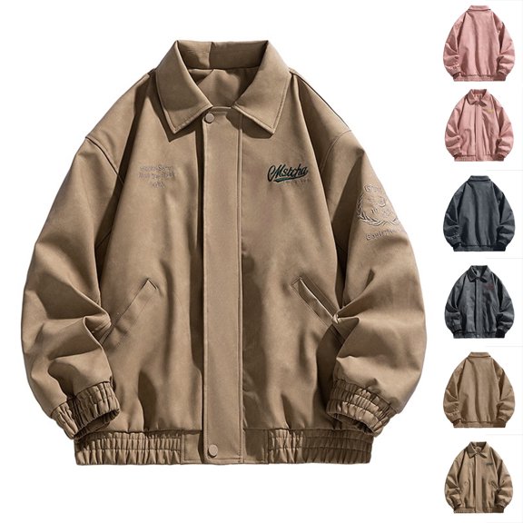 HOOMEUMY Men Daily Basic Tops Outdoors Loose Lapel Coat Soft Solid Versatile Leather Jacket