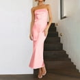 thumbnail image 3 of Generic Satin Silk Backless Tube Tops Maxi Dress for Women Low Back Hollow Out Elegant Strapless Long Dresses, 3 of 6