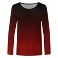 thumbnail image 4 of HAiming Womens Summer trendy 2025 Tops 3/4 Length Sleeve Casual Color Block Crewneck Shirts Loose Dressy Blouses, 4 of 5