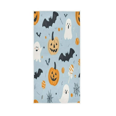 Single-Sided Print Hand Towel Breathable & Soft Towels Wash Cloth for Workout Running Cute Halloween-themed Clipart 30x15 Inch
