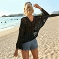 thumbnail image 6 of Women Crochet Cardigan - Tie Front Hollow Out Long Sleeves Summer Knit Cover Black M, 6 of 8
