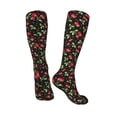 thumbnail image 4 of Daiia Sports Socks Sweet Red Cherry Printed Novelty Crew Socks for Men Women Knee High Socks Cotton Socks Soft & Breathable Support Unisex Socks, 4 of 9
