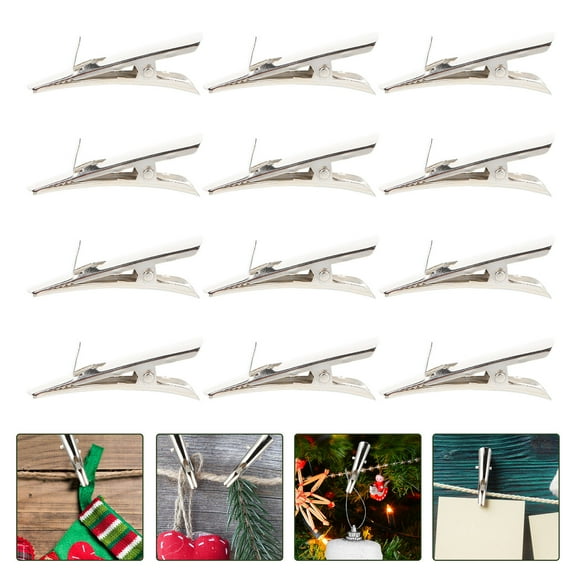 HOOWIFFY 100pcs Small Metal Clips for Christmas Tree Decorations and Holiday Craft Projects, Decorative Clips