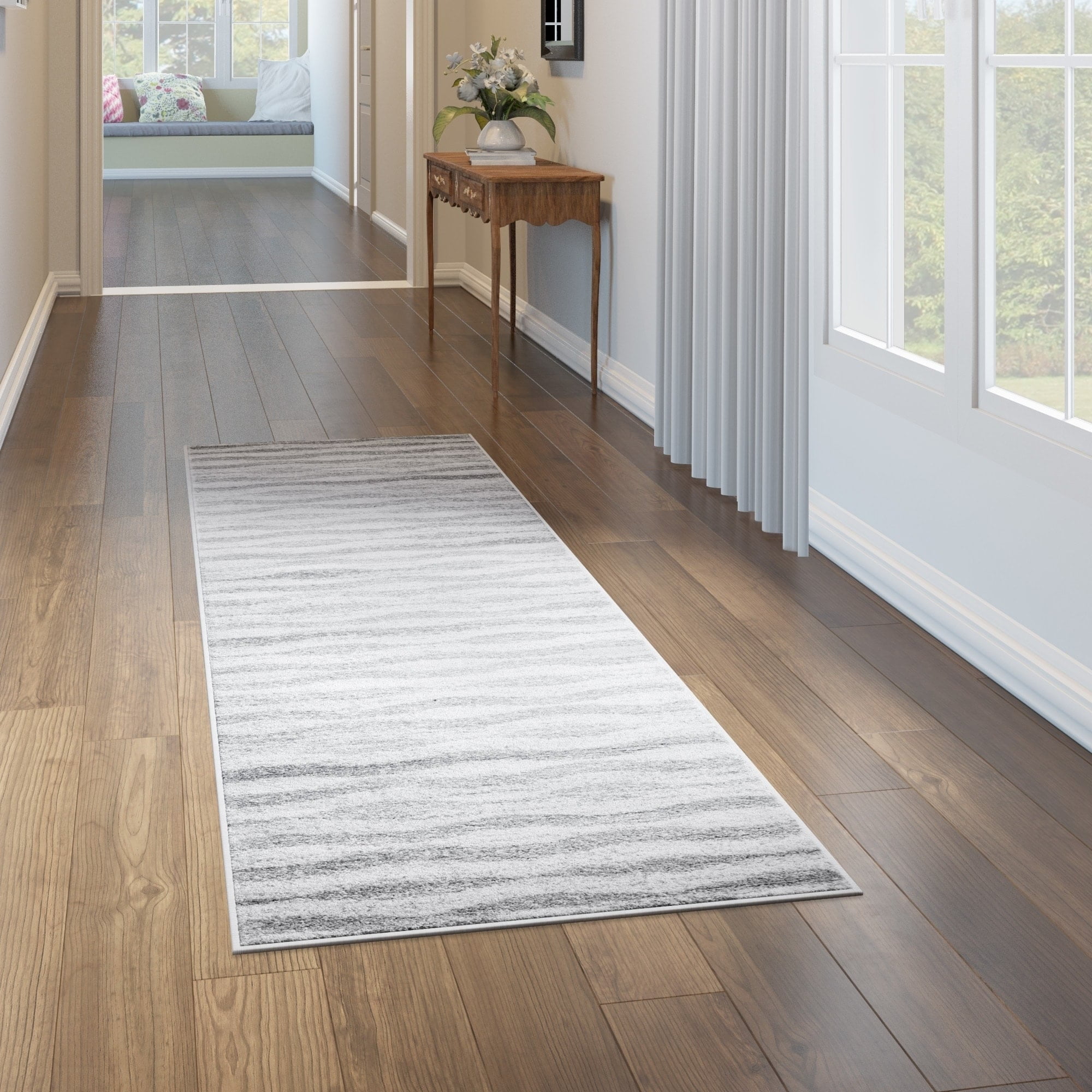 nuLOOM Geometric Waves Grey Runner Area Rug 2'6" x 12' Runner