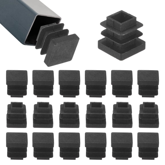 Uxcell 50 Pack Tubing End Caps 1/2'' x 1/2" Plastic Square Hole Plugs Inserts for Chair Leg Bar Stool