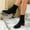 Black, variant on Women's High Heeled Mid Calf Boots Solid Color Zipper Round Toe Comfortable Casual Shoe Fashion Women Thick Heeled Mid-Calf Shoes