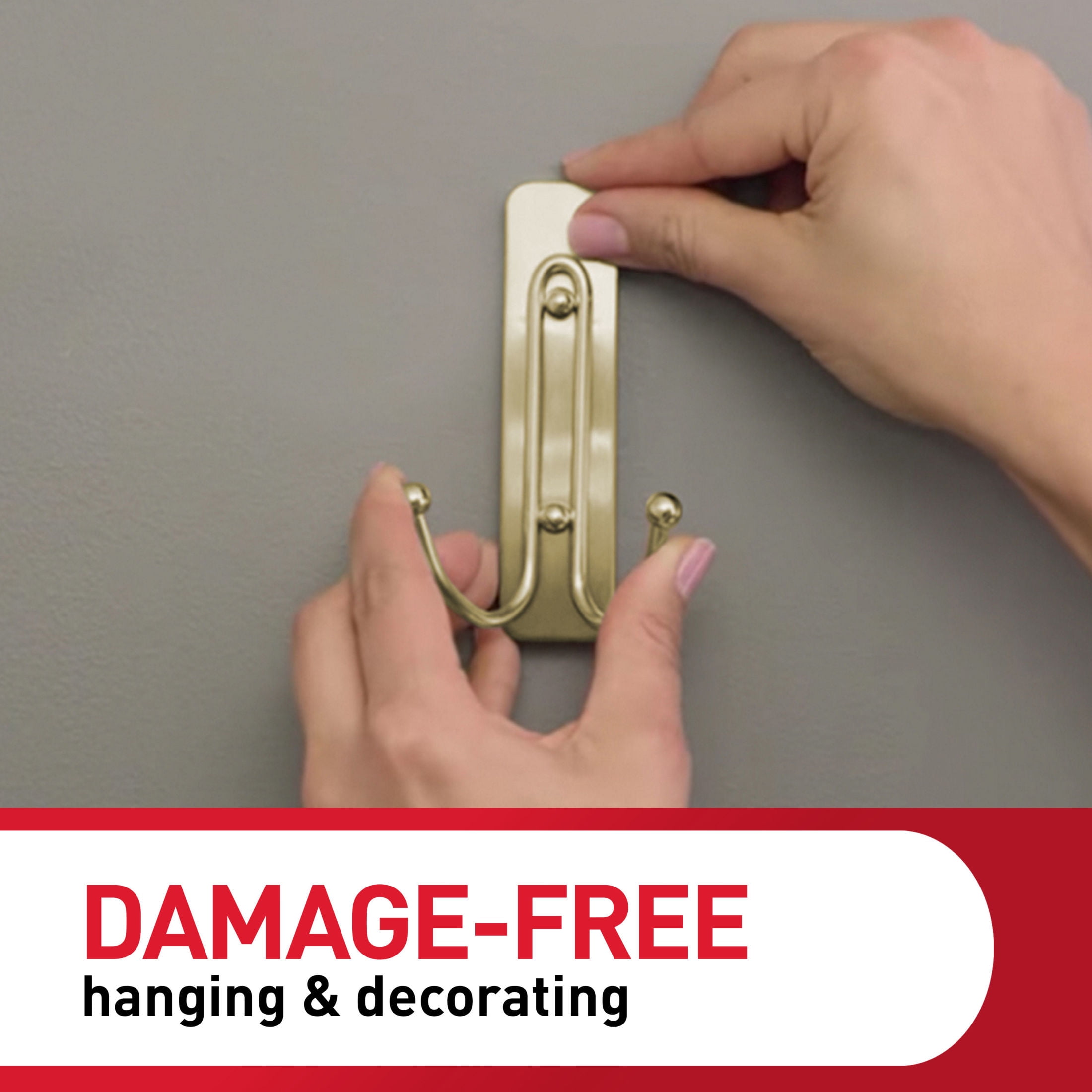 (2 pack) Command Bath Large Brass Finish Double Hook 2 Pack