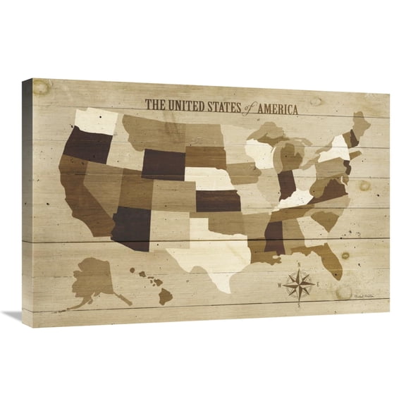 Global Gallery's 'USA Modern Vintage Wood' By Michael Mullan Stretched Canvas Wall Art