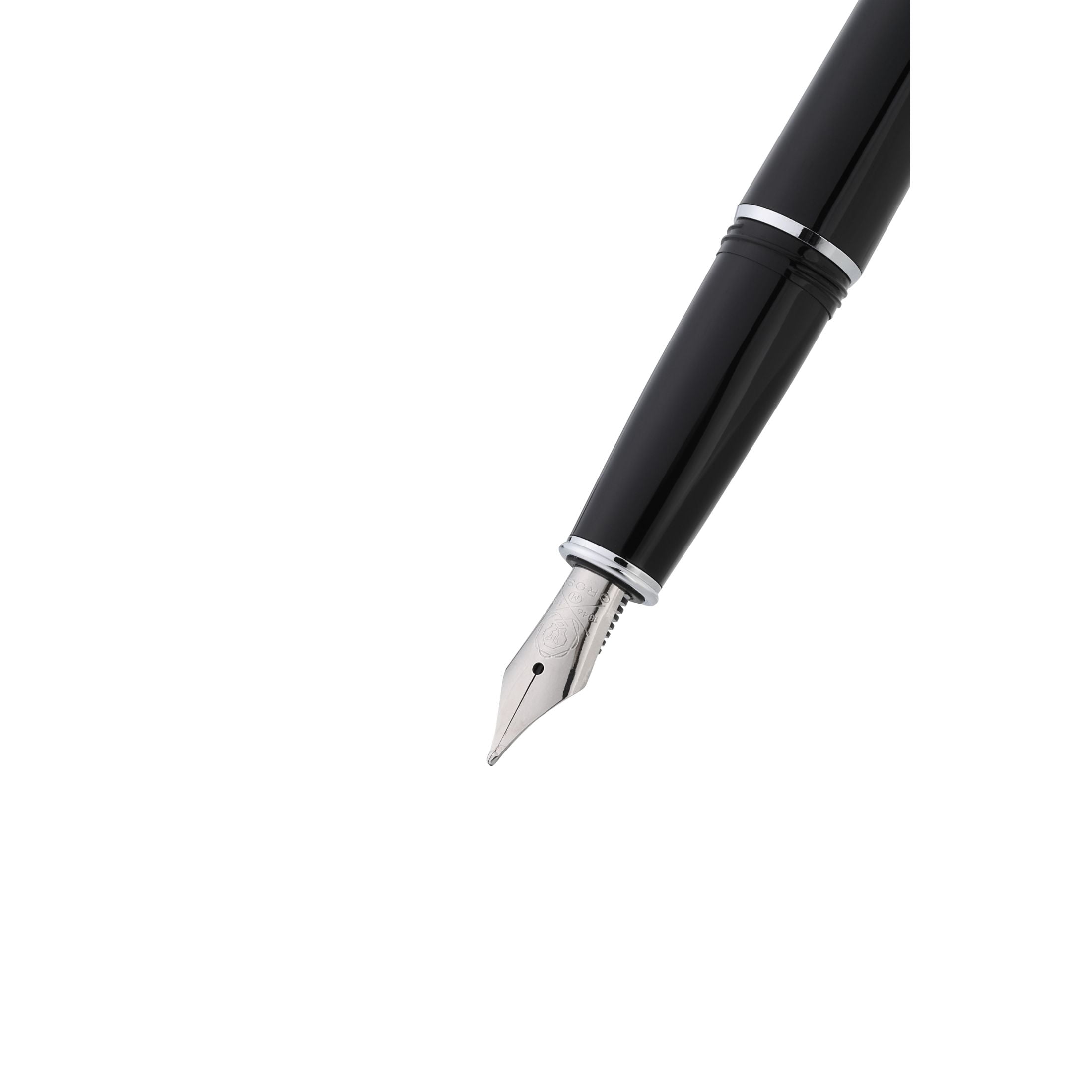 Cross Lume Medium Nib Fountain Pen with Polished Chrome Appointments and Polished Stainless Steel - Obsidian Black