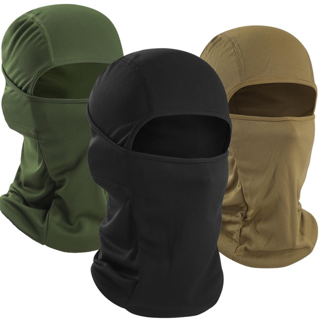 Máscara de esquí con pasamontañas WTACTFUL para hombre, 3 piezas, negro, verde y marrón