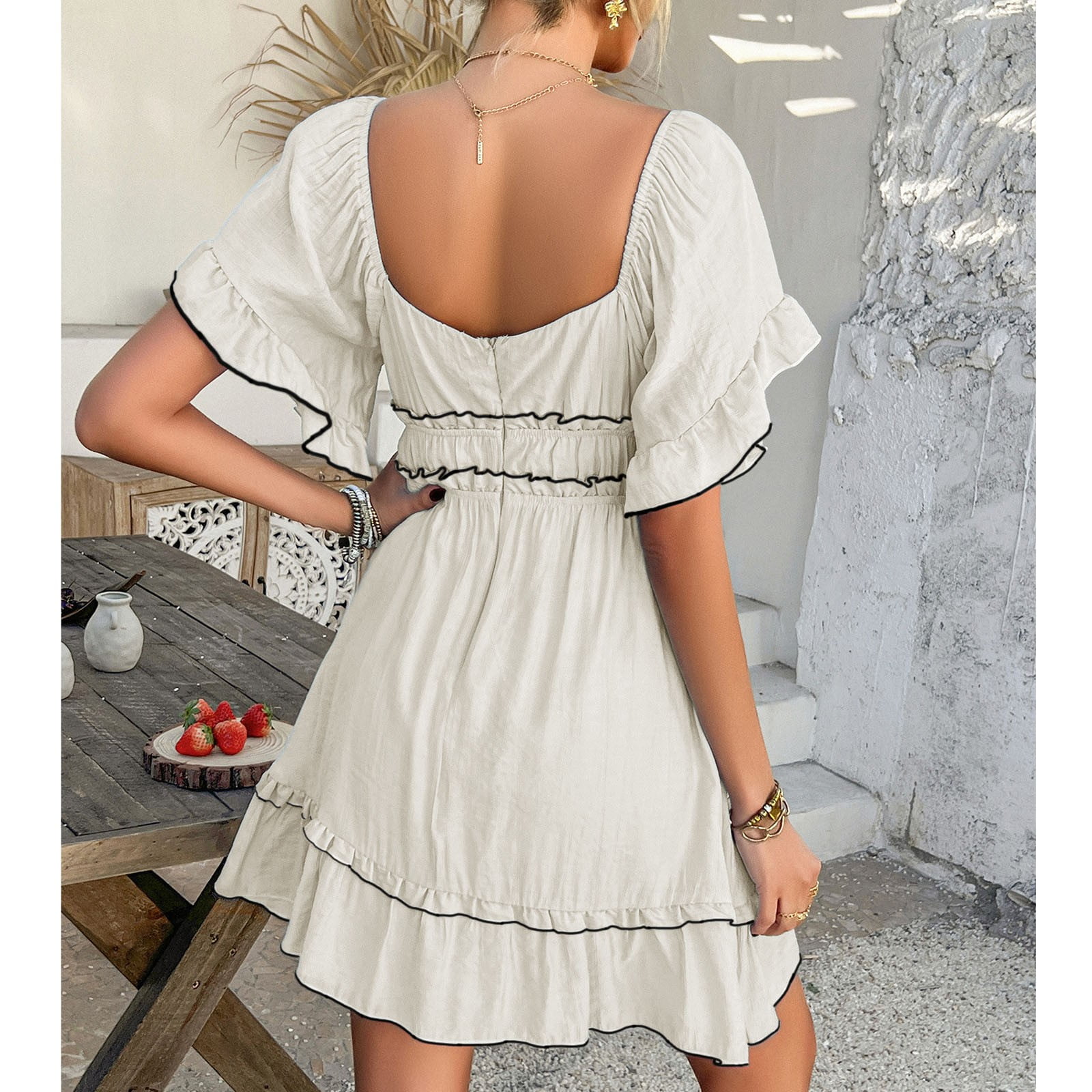 HAJWOH Womens White Graduation Dresses for College Elegant Grad Dress  Trendy Mini Dresses Cute Bridesmaid Dresses Party Dresses Going Out Dresses  Beige S - Walmart.com