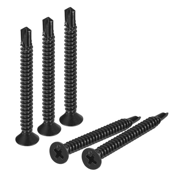 ST4.8x50mm Sheet Metal Screws, 50 Pack 410 Stainless Steel Flat Head Screws
