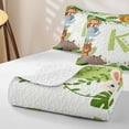 thumbnail image 4 of meiyoeat Cute Lion Monkey Animal Bed Spread Queen for Girls, Green Monogram K Queen Coverlet Set, 3pcs, 1 Comforter and 2 Pillowcases, 4 of 7
