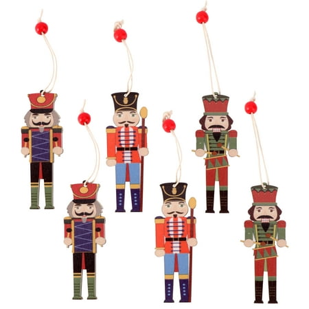 9pcs Christmas Tree Pendant Xmas Ornaments Wooden Walnut Soldier Hanging Decor