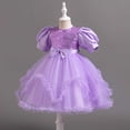 thumbnail image 6 of ITSAME Girls Formal Tutu Dresses Sequin Bow Puff Sleeve Princess Wedding Pageant Party Gown Purple Size 11-12, 6 of 9