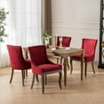 thumbnail image 3 of 4-Piece Modern Dining Side Chairs, High-Back Upholstered Fabric Design with Sturdy Solid Wood Legs for Dining Room and Kitchen Use, Burgundy, 3 of 11