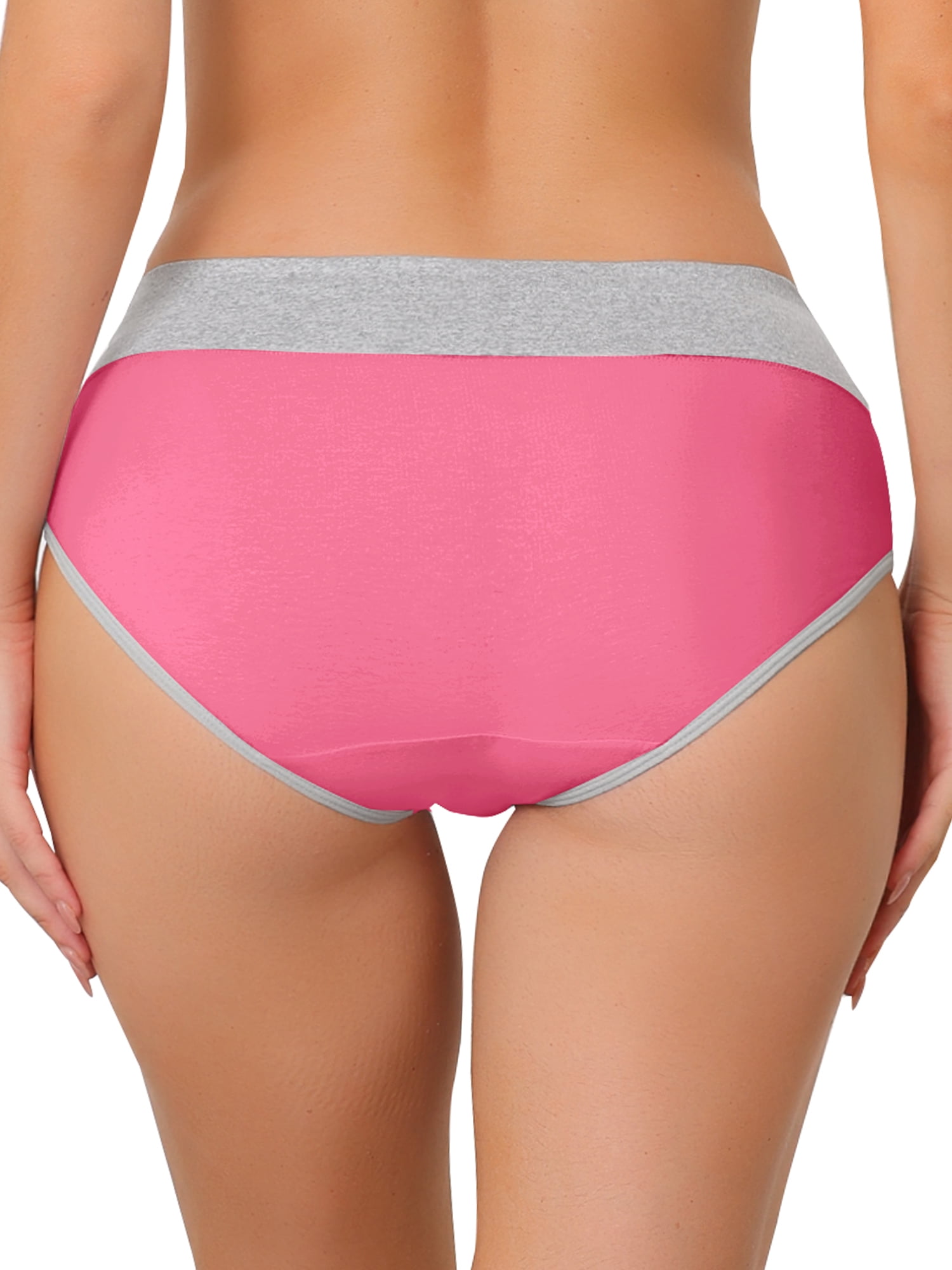 Unique Bargains Women's Plus Size 5 Packs Brief Stretchy Underwear Blue, Light Pink, Purple, Hot Pink, Burgundy L