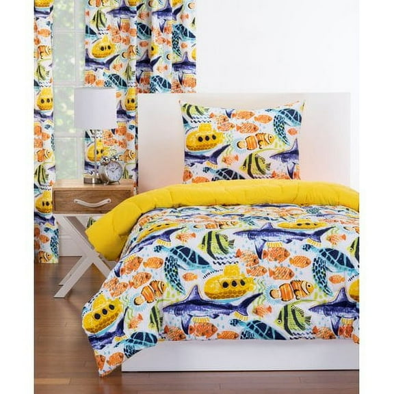 Crayola  Yellow Submarine Reversible Comforter Set in Yellow Twin 2 Piece
