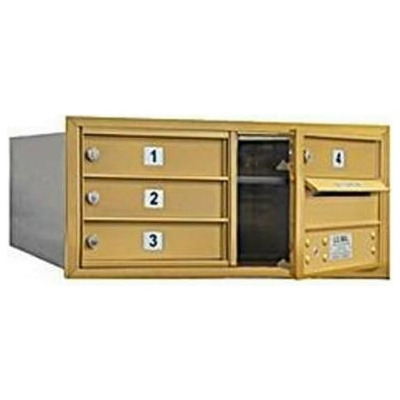 Salsbury 3703D-04GFU 3 Door High Unit 13 Inches - Double Column - 4 Mb1 Doors - Gold - Front Loading - Usps Access