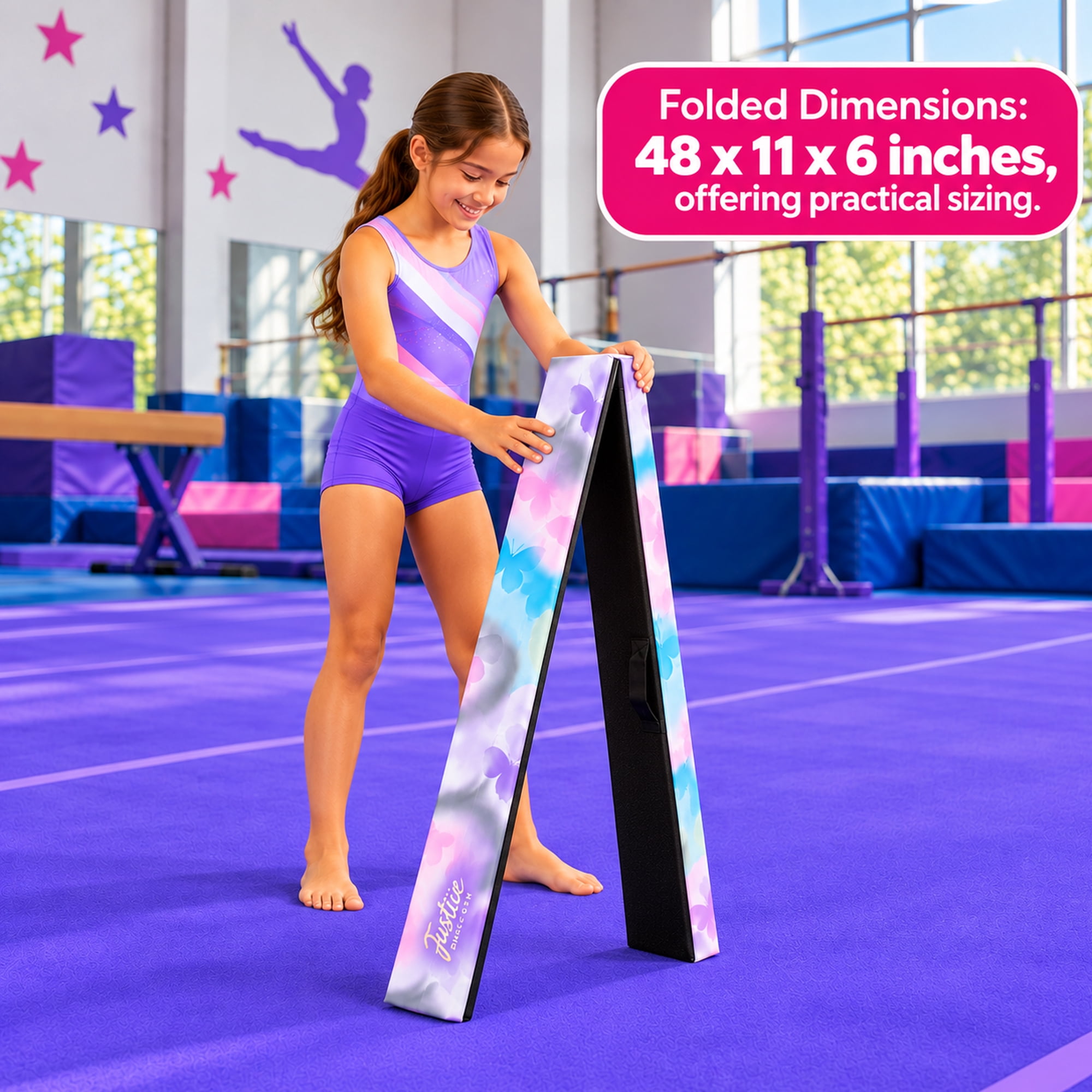 8' Folding Balance Beam - Butterfly Print