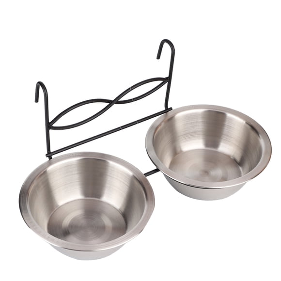 Alimentador Colgante de Acero inoxidable para comida y Agua con gancho para jaula para mascotas
