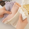 thumbnail image 4 of 1 Pair Women Summer Socks Hollow Mesh Mid-tube Shirring Edge Anti-slip Solid Color High Elasticity Sweat Absorption Adult Home Yoga Socks Piled Socks, 4 of 8