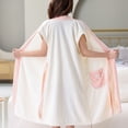 thumbnail image 4 of SHTXOZHI Women's Short Sleeve Bathrobe Long Open Front Towel Robe Side Tie Sleepwear Cute Color Block Homewear, 4 of 5
