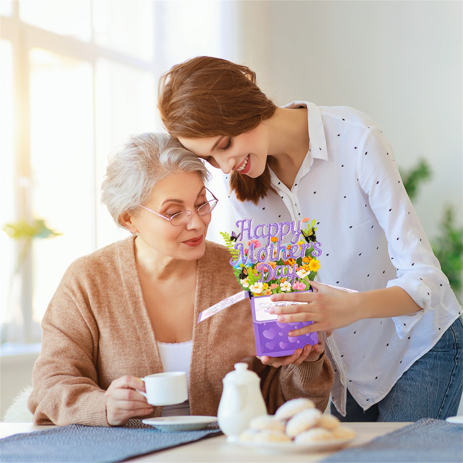 PTSPLLMY 3D Pop-Up Mother's Day Card -Happy Mother's Day Flower Pop-up Card with Envelope and Note Label Included for Mom, grandmother, Any mother figure in your life