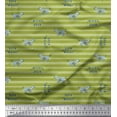 thumbnail image 1 of Soimoi Green Japan Crepe Satin Fabric Wolf & Stripe Print Fabric by Yard 42 Inch Wide, 1 of 3