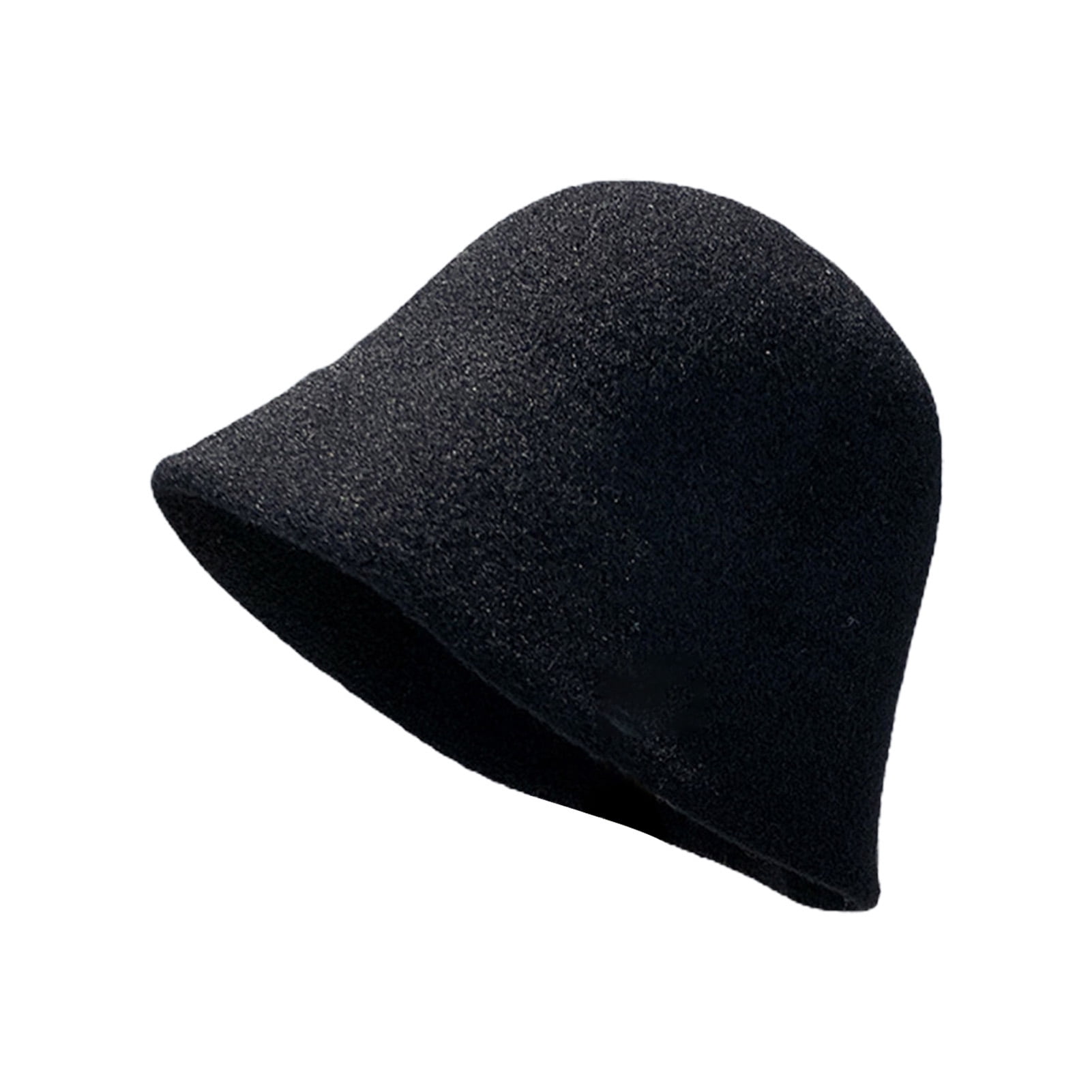 Women Winter Wool Felt Bucket Hat Vintage Warm Felt Cloche Bowler 