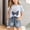 Light Blue, variant on Girls' 2-Piece Bow Rhinestone Print Tee & Denim Shorts, casual daily wear for shopping, park visits and weekend outdoor play, 4-12 Years