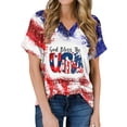 thumbnail image 1 of Camisas de Manga Corta para las Mujeres Día de la Independencia Blusas Estampado Cuello en V Top, Blusas para las Mujeres Casual, 1 of 5