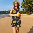 thumbnail image 3 of Naloa yellow Pumpkin Corn Print Women's Summer Spring Casual Beach Sundress,Vacation Sleeveless Tank Crewneck Loose Dresses, 3 of 7