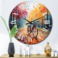 thumbnail image 1 of Designart "Bicycle Joyful Rides Painting II" Transportation Oversized Wall Clock, 1 of 6