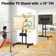 thumbnail image 4 of TAVR Furniture Modern  Rolling TV Stand with Shelf, Mobile TV Cart for 37-83 inch Screens up to 110 lbs, Black, 4 of 8