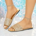 thumbnail image 5 of Viluyesy Women's Slides Sandals, Square Toe Slip-On Shiny Sequin Summer Beach Casual Flat Shoes Gold 7.5, 5 of 9