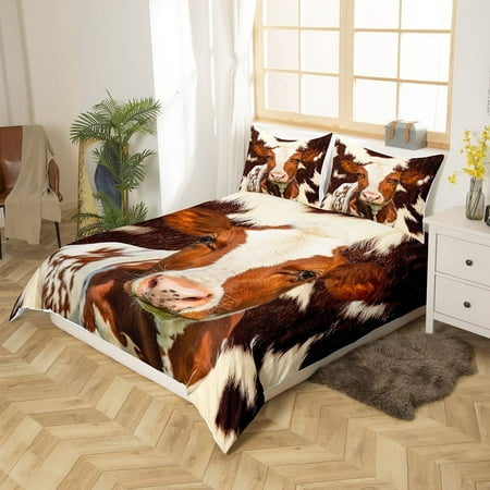 Cow Print Bedding Set For Boys Girls, Leather Comforter Set King