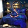 thumbnail image 3 of meiyoeat Space Shark Full Size Bedding Sets for Kids Boys Girls, Dreamy Galaxy Star Animal Full Size Bed in a Bag, Navy, Blue Reversible, 7 Pieces, 3 of 5