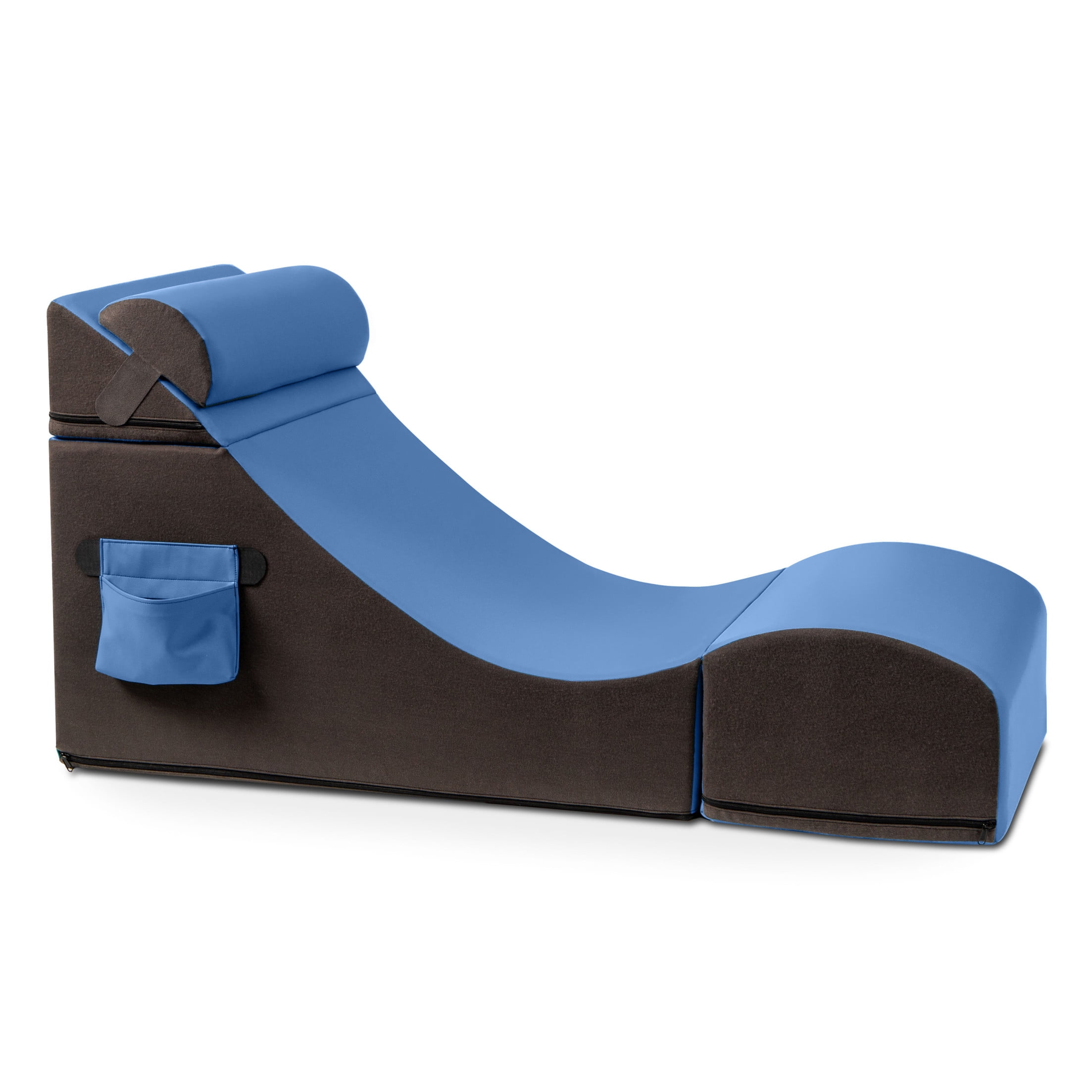 Jaxx Flexx V-Tex Convertible 3 in 1 Gamer Chair, Table, & Ottoman w/ Adjustable Headrest & Pocket - Vinyl Royal Blue